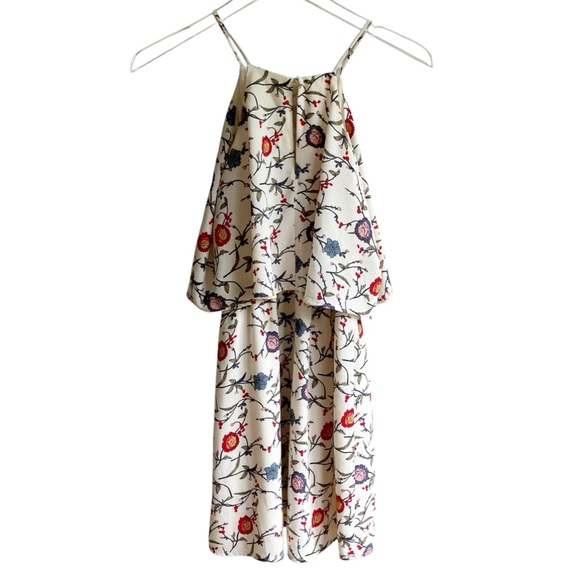 Lush Floral Tiered Sleeveless Dress Size S Printed Popover Strappy Keyhole Back - Picture 2 of 8